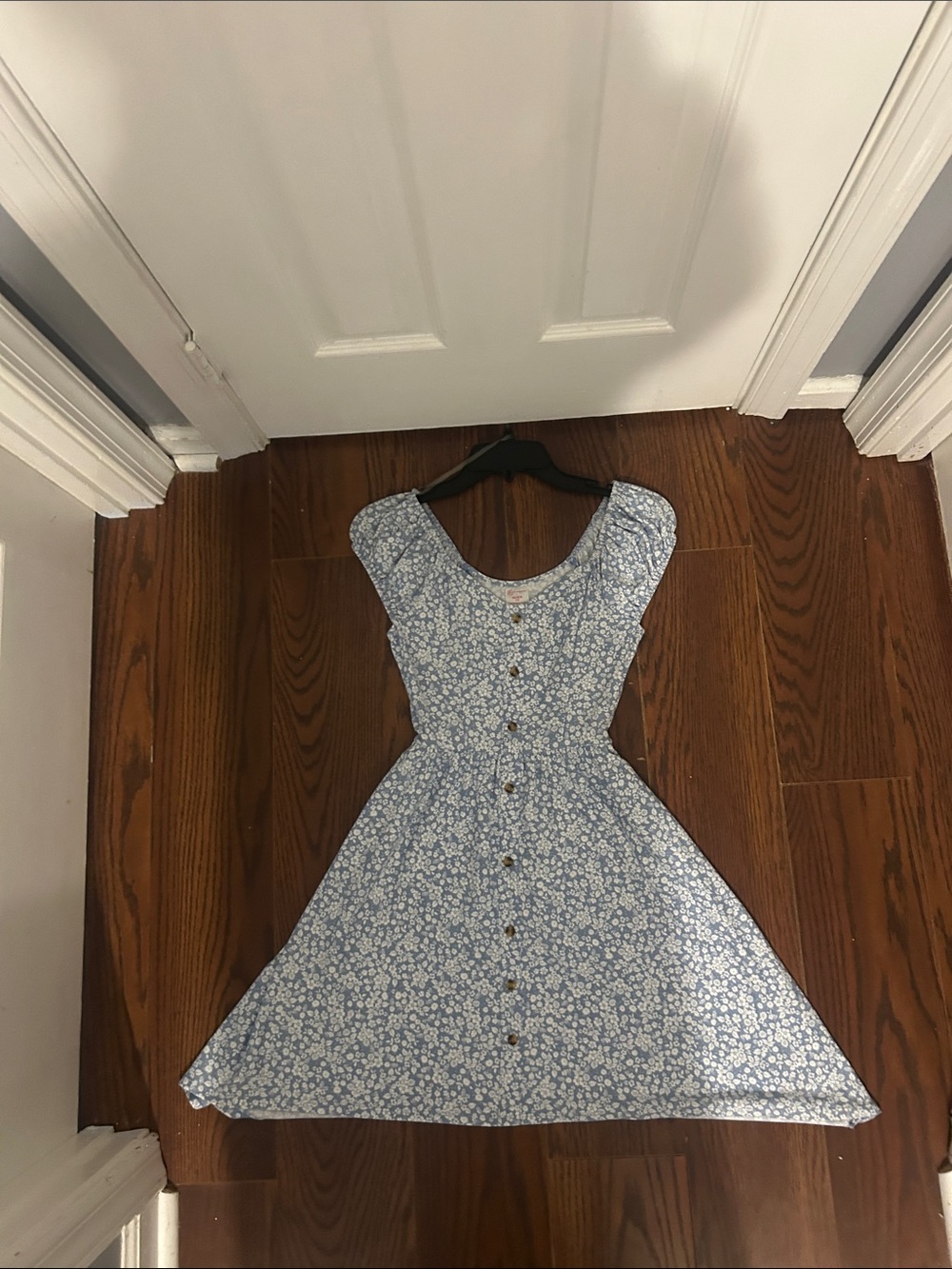 Women’s Floral Button-Front Blue Dress